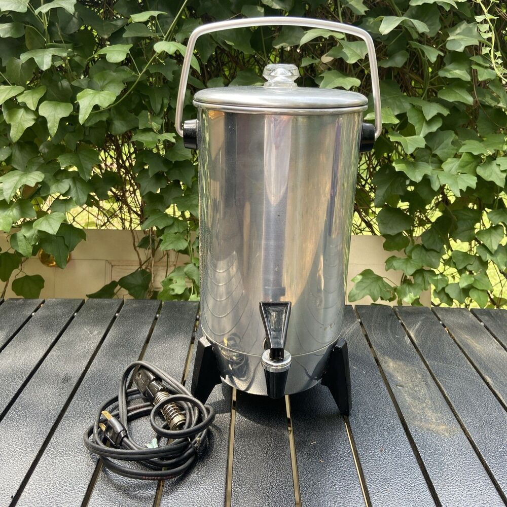 Vintage Mirro Party Perk 22-Cup Electric Coffee Percolator Brews Fast VGUC Works
